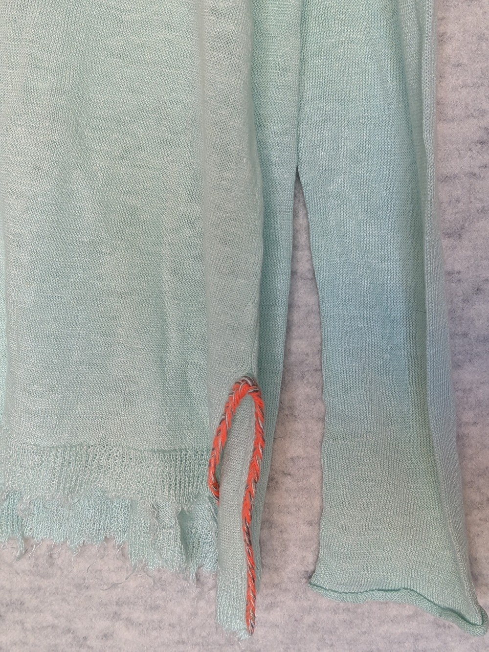 Lisa Todd Tulum Sweater Sz S Dew Fray-Edge Linen Hoodie Lightweight Mint Blouse - Picture 5 of 14